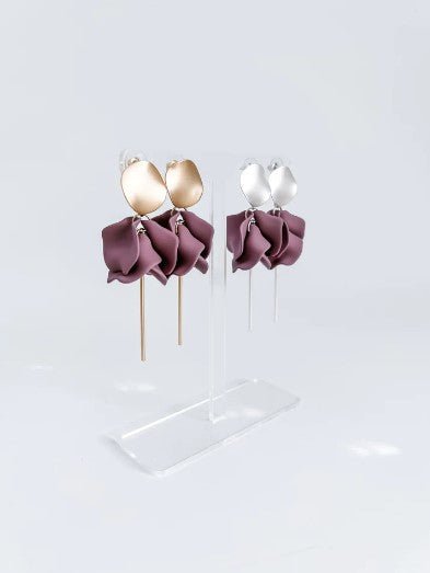 WILLOW COLLECTIVE_FLORA EARRINGS GOLD VINTAGE PLUM _ _ Ebony Boutique NZ