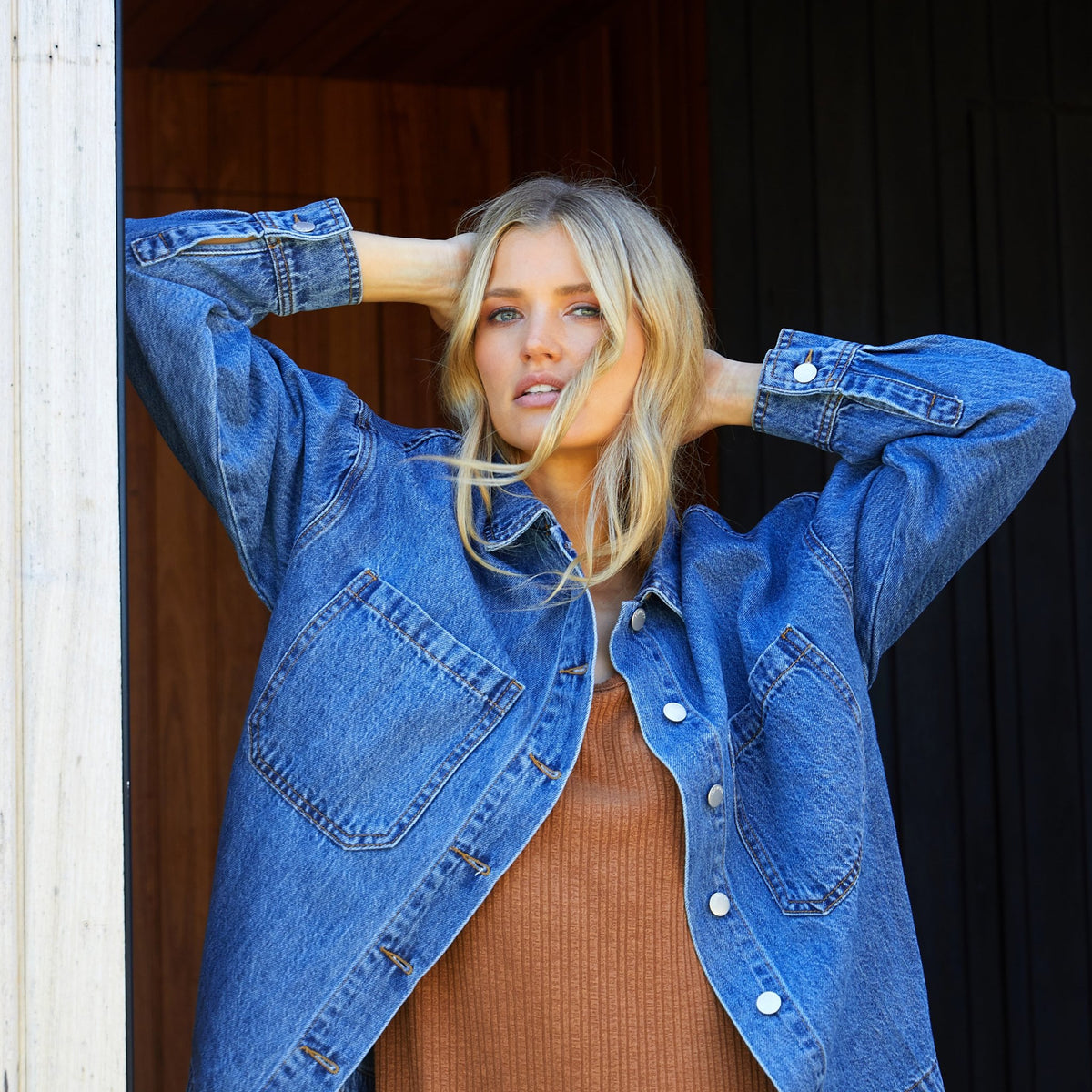 FOXWOOD_JOELLE DENIM SHACKET _ JOELLE DENIM SHACKET _ Ebony Boutique NZ