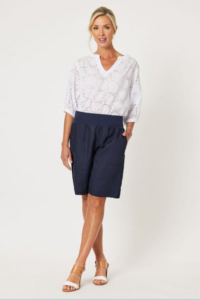 GORDON SMITH_JERSEY WAIST SHORT NAVY _ JERSEY WAIST SHORT NAVY _ Ebony Boutique NZ