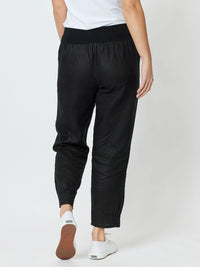 GORDON SMITH_LINEN PANT JERSEY WAIST BLACK _ LINEN PANT JERSEY WAIST BLACK _ Ebony Boutique NZ