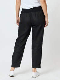 GORDON SMITH_LINEN PANT JERSEY WAIST BLACK _ LINEN PANT JERSEY WAIST BLACK _ Ebony Boutique NZ