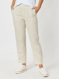 GORDON SMITH_LINEN PANT JERSEY WAIST NATURAL _ LINEN PANT JERSEY WAIST NATURAL _ Ebony Boutique NZ