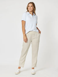 GORDON SMITH_LINEN PANT JERSEY WAIST NATURAL _ LINEN PANT JERSEY WAIST NATURAL _ Ebony Boutique NZ