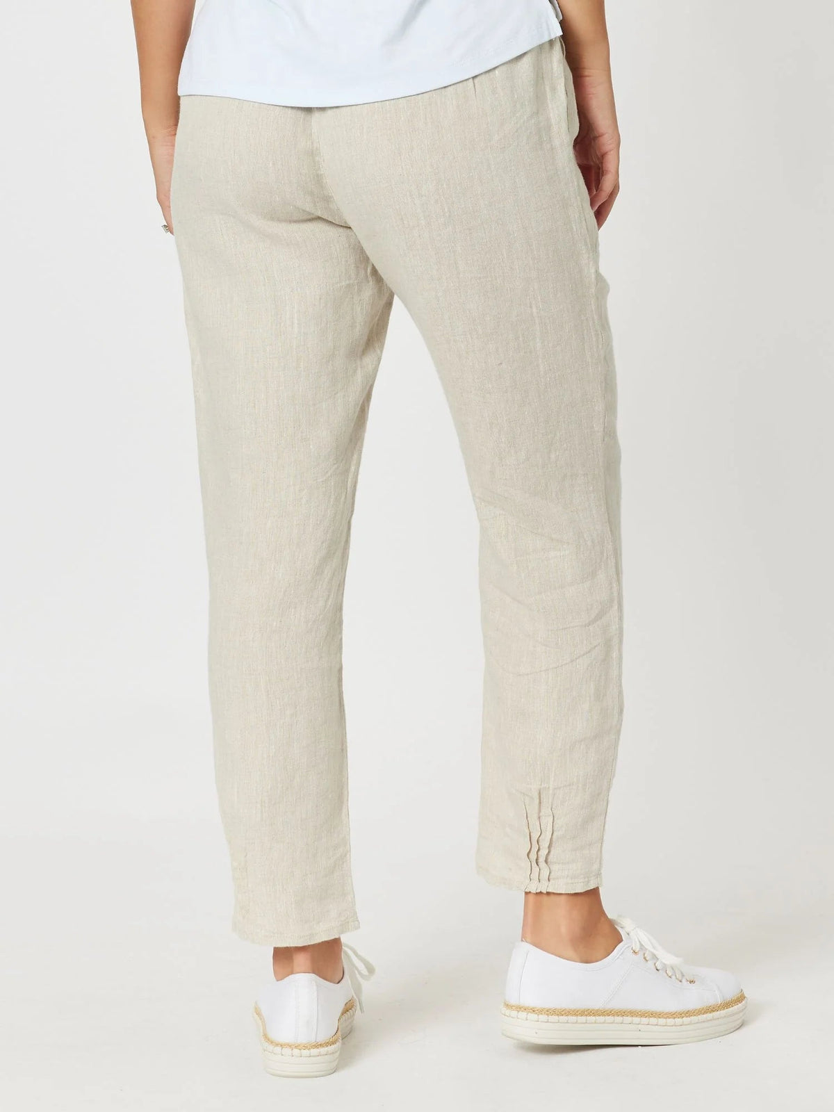 GORDON SMITH_LINEN PANT JERSEY WAIST NATURAL _ LINEN PANT JERSEY WAIST NATURAL _ Ebony Boutique NZ