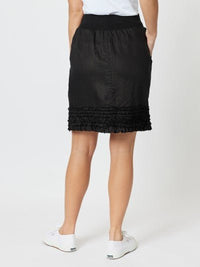 GORDON SMITH_RUFFLE HEM LINEN SKIRT BLACK _ RUFFLE HEM LINEN SKIRT BLACK _ Ebony Boutique NZ