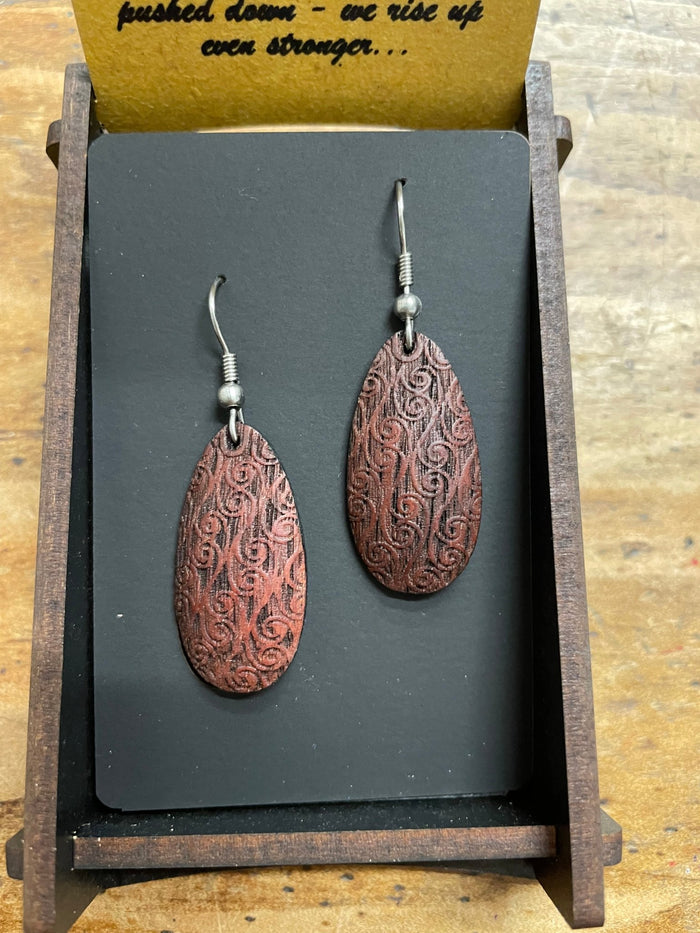 HEARTWOOD_KOPATA DEWDROP EARRINGS WOOD _ KOPATA DEWDROP EARRINGS WOOD _ Ebony Boutique NZ