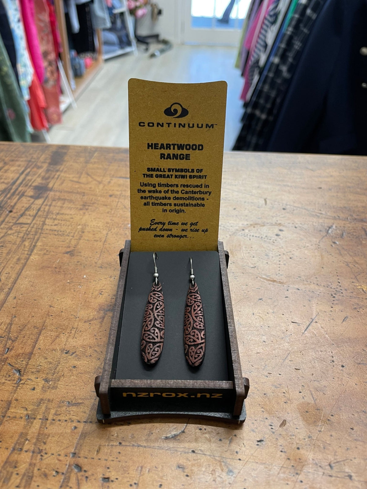 HEARTWOOD_ROIMATA TEARDROP EARRINGS WOOD _ ROIMATA TEARDROP EARRINGS WOOD _ Ebony Boutique NZ