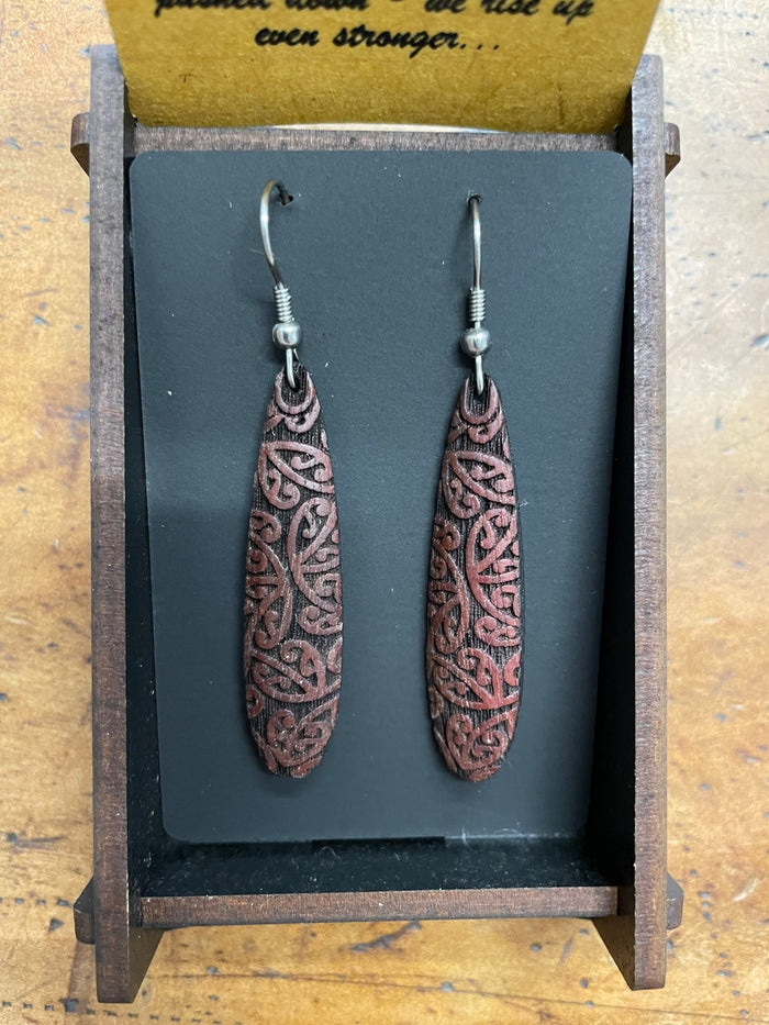 HEARTWOOD_ROIMATA TEARDROP EARRINGS WOOD _ ROIMATA TEARDROP EARRINGS WOOD _ Ebony Boutique NZ