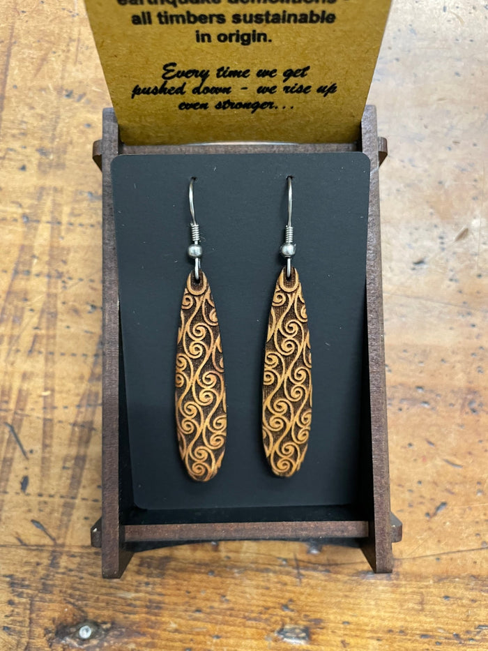 HEARTWOOD_ROIMATA TEARDROP EARRINGS WOOD _ ROIMATA TEARDROP EARRINGS WOOD _ Ebony Boutique NZ