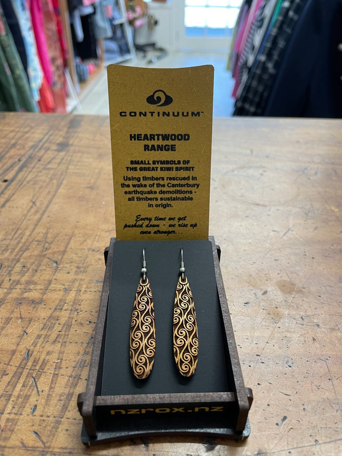 HEARTWOOD_ROIMATA TEARDROP EARRINGS WOOD _ ROIMATA TEARDROP EARRINGS WOOD _ Ebony Boutique NZ