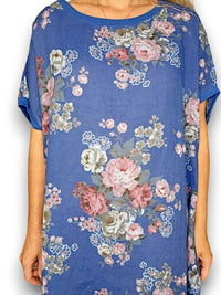 HELGA MAY_ELASTIC HEM DRESS LINEN HIGH TEA COBALT _ ELASTIC HEM DRESS LINEN HIGH TEA COBALT _ Ebony Boutique NZ