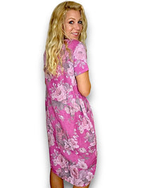 HELGA MAY_JUNGLE DRESS LINEN SCARLETT ROSE BERRY PINK _ JUNGLE DRESS LINEN SCARLETT ROSE BERRY PINK _ Ebony Boutique NZ