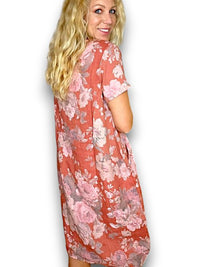 HELGA MAY_JUNGLE DRESS LINEN SCARLETT ROSE BRICK _ JUNGLE DRESS LINEN SCARLETT ROSE BRICK _ Ebony Boutique NZ