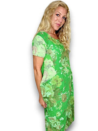 HELGA MAY_JUNGLE DRESS LINEN SCARLETT ROSE BRIGHT GREEN _ JUNGLE DRESS LINEN SCARLETT ROSE BRIGHT GREEN _ Ebony Boutique NZ
