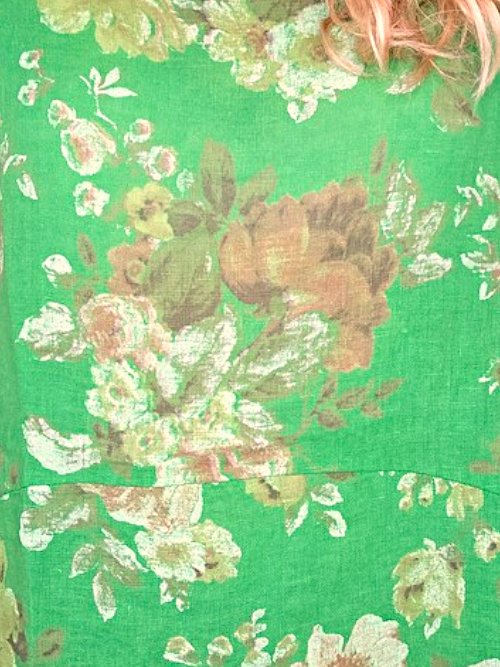 HELGA MAY_JUNGLE DRESS LINEN SCARLETT ROSE BRIGHT GREEN _ JUNGLE DRESS LINEN SCARLETT ROSE BRIGHT GREEN _ Ebony Boutique NZ