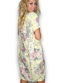 HELGA MAY_JUNGLE DRESS LINEN SCARLETT ROSE LEMON _ JUNGLE DRESS LINEN SCARLETT ROSE LEMON _ Ebony Boutique NZ
