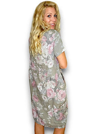 HELGA MAY_JUNGLE DRESS LINEN SCARLETT ROSE MOCHA _ JUNGLE DRESS LINEN SCARLETT ROSE MOCHA _ Ebony Boutique NZ