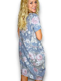 HELGA MAY_JUNGLE DRESS LINEN SCARLETT ROSE PETROL _ JUNGLE DRESS LINEN SCARLETT ROSE PETROL _ Ebony Boutique NZ