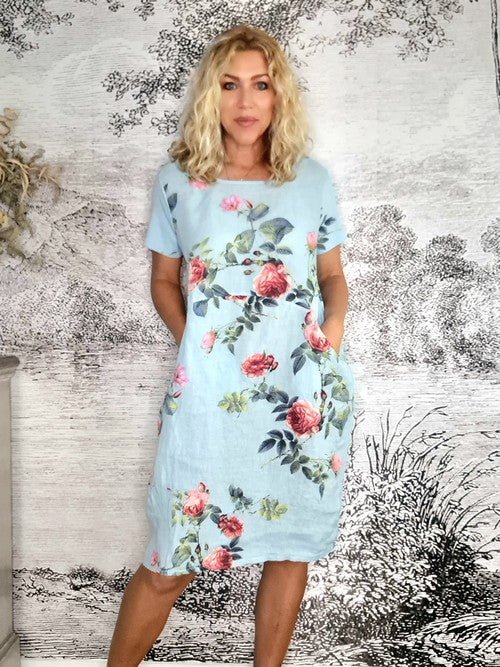 Helga May Jungle Dress Thorn Rose Blossom Baby Blue NZ