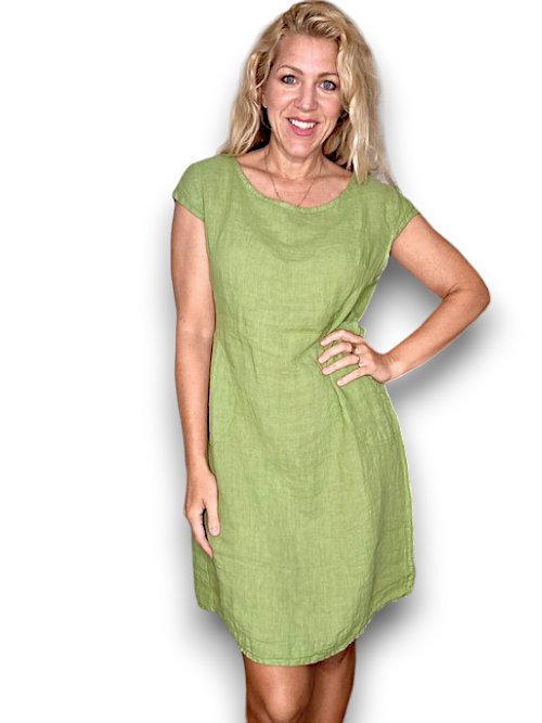 HELGA MAY_KENNEDY DRESS LINEN AVOCADO _ KENNEDY DRESS LINEN AVOCADO _ Ebony Boutique NZ