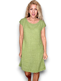 HELGA MAY_KENNEDY DRESS LINEN AVOCADO _ KENNEDY DRESS LINEN AVOCADO _ Ebony Boutique NZ