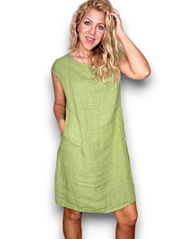 HELGA MAY_KENNEDY DRESS LINEN AVOCADO _ KENNEDY DRESS LINEN AVOCADO _ Ebony Boutique NZ