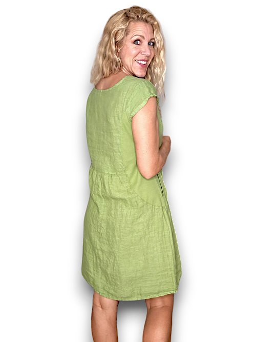 HELGA MAY_KENNEDY DRESS LINEN AVOCADO _ KENNEDY DRESS LINEN AVOCADO _ Ebony Boutique NZ