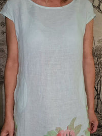 HELGA MAY_KENNEDY DRESS LINEN BELLA ROSE MINT _ KENNEDY DRESS LINEN BELLA ROSE MINT _ Ebony Boutique NZ