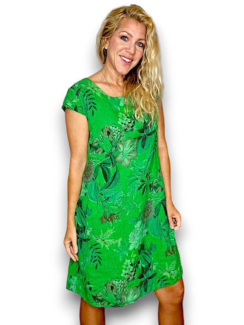 HELGA MAY_KENNEDY DRESS WONDERLAND BRIGHT GREEN _ KENNEDY DRESS WONDERLAND BRIGHT GREEN _ Ebony Boutique NZ
