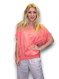 HELGA MAY_RIVER TEE LINEN DARK PEACH _ RIVER TEE LINEN DARK PEACH _ Ebony Boutique NZ