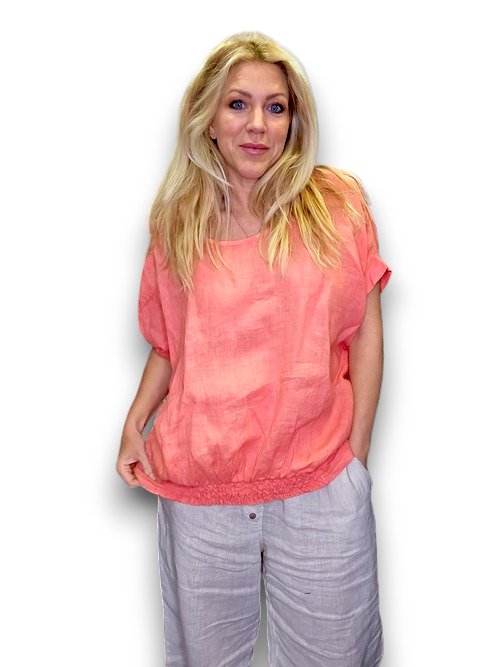 HELGA MAY_RIVER TEE LINEN DARK PEACH _ RIVER TEE LINEN DARK PEACH _ Ebony Boutique NZ