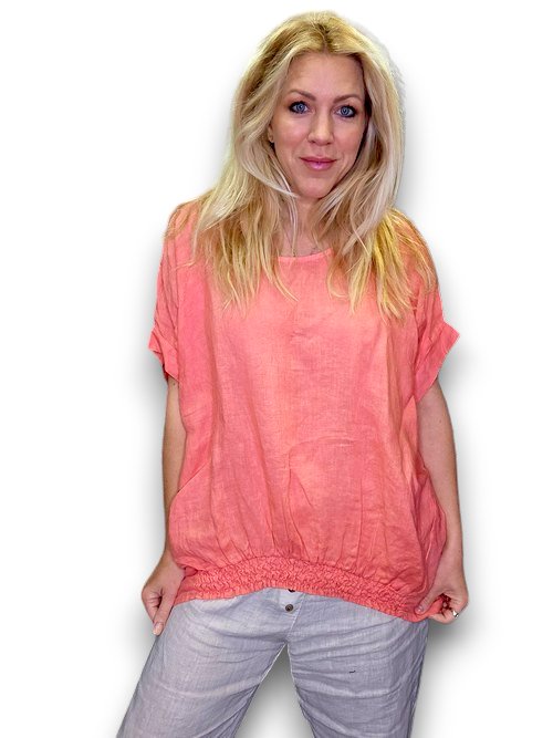 HELGA MAY_RIVER TEE LINEN DARK PEACH _ RIVER TEE LINEN DARK PEACH _ Ebony Boutique NZ