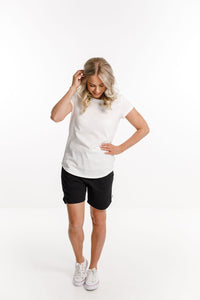 HOME-LEE_APARTMENT SHORTS BLACK WITH WHITE X _ APARTMENT SHORTS BLACK WITH WHITE X _ Ebony Boutique NZ