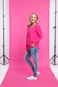 HOME LEE_BATWING TEE RASPBERRY _ BATWING TEE RASPBERRY _ Ebony Boutique NZ