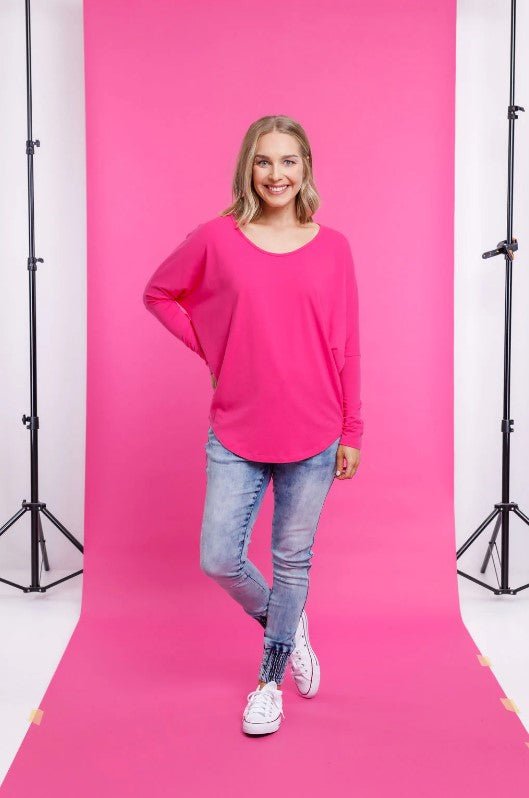 HOME LEE_BATWING TEE RASPBERRY _ BATWING TEE RASPBERRY _ Ebony Boutique NZ