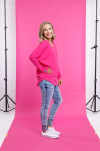 HOME LEE_BATWING TEE RASPBERRY _ BATWING TEE RASPBERRY _ Ebony Boutique NZ