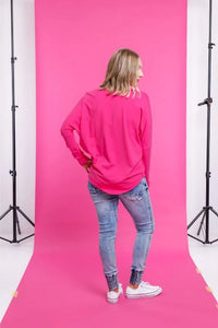 HOME LEE_BATWING TEE RASPBERRY _ BATWING TEE RASPBERRY _ Ebony Boutique NZ