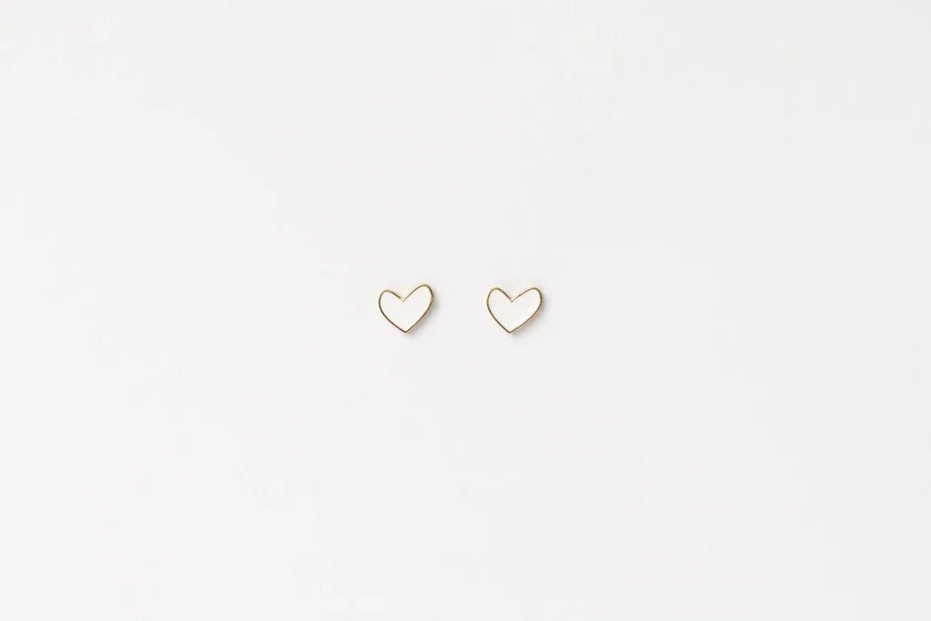 HOME LEE_HEART STUD EARRINGS WHITE _ HEART STUD EARRINGS WHITE _ Ebony Boutique NZ