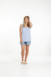 HOME LEE_HEATHER SINGLET CERULEAN STRIPES _ HEATHER SINGLET CERULEAN STRIPES _ Ebony Boutique NZ