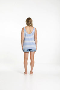 HOME LEE_HEATHER SINGLET CERULEAN STRIPES _ HEATHER SINGLET CERULEAN STRIPES _ Ebony Boutique NZ