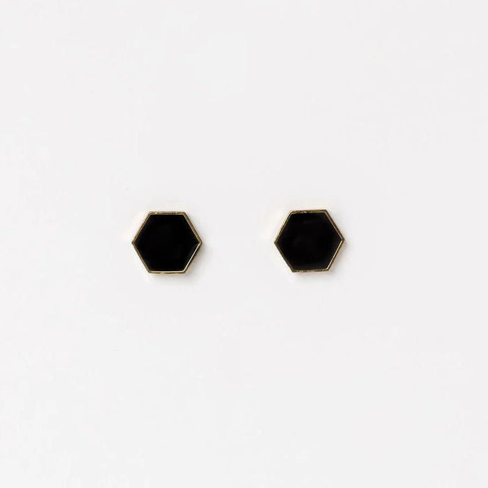 HOME LEE_HEXAGON STUD EARRINGS BLACK _ HEXAGON STUD EARRINGS BLACK _ Ebony Boutique NZ