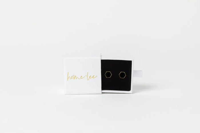 HOME LEE_HEXAGON STUD EARRINGS BLACK _ HEXAGON STUD EARRINGS BLACK _ Ebony Boutique NZ