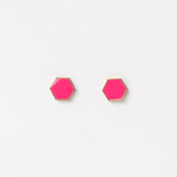 HOME LEE_HEXAGON STUD EARRINGS PINK _ HEXAGON STUD EARRINGS PINK _ Ebony Boutique NZ