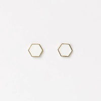 HOME LEE_HEXAGON STUD EARRINGS WHITE _ HEXAGON STUD EARRINGS WHITE _ Ebony Boutique NZ