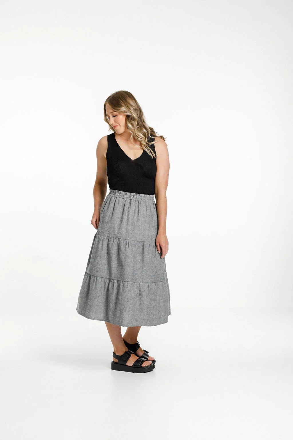 HOME LEE_LEXI SKIRT CHARCOAL _ LEXI SKIRT CHARCOAL _ Ebony Boutique NZ