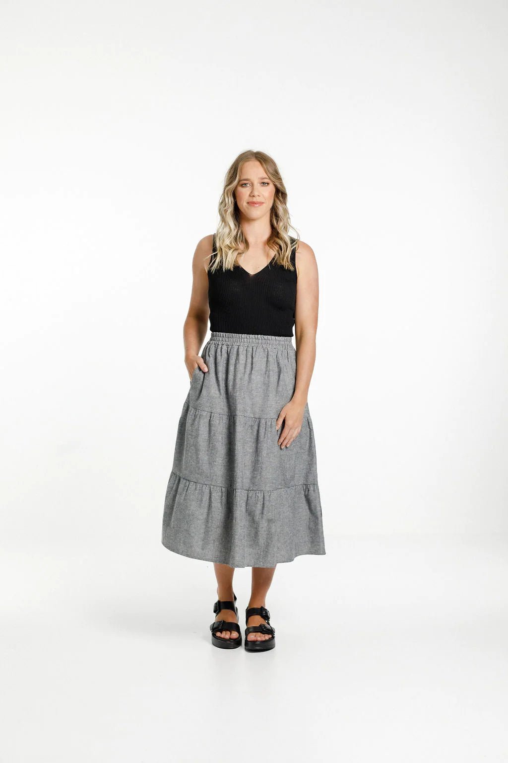 HOME LEE_LEXI SKIRT CHARCOAL _ LEXI SKIRT CHARCOAL _ Ebony Boutique NZ