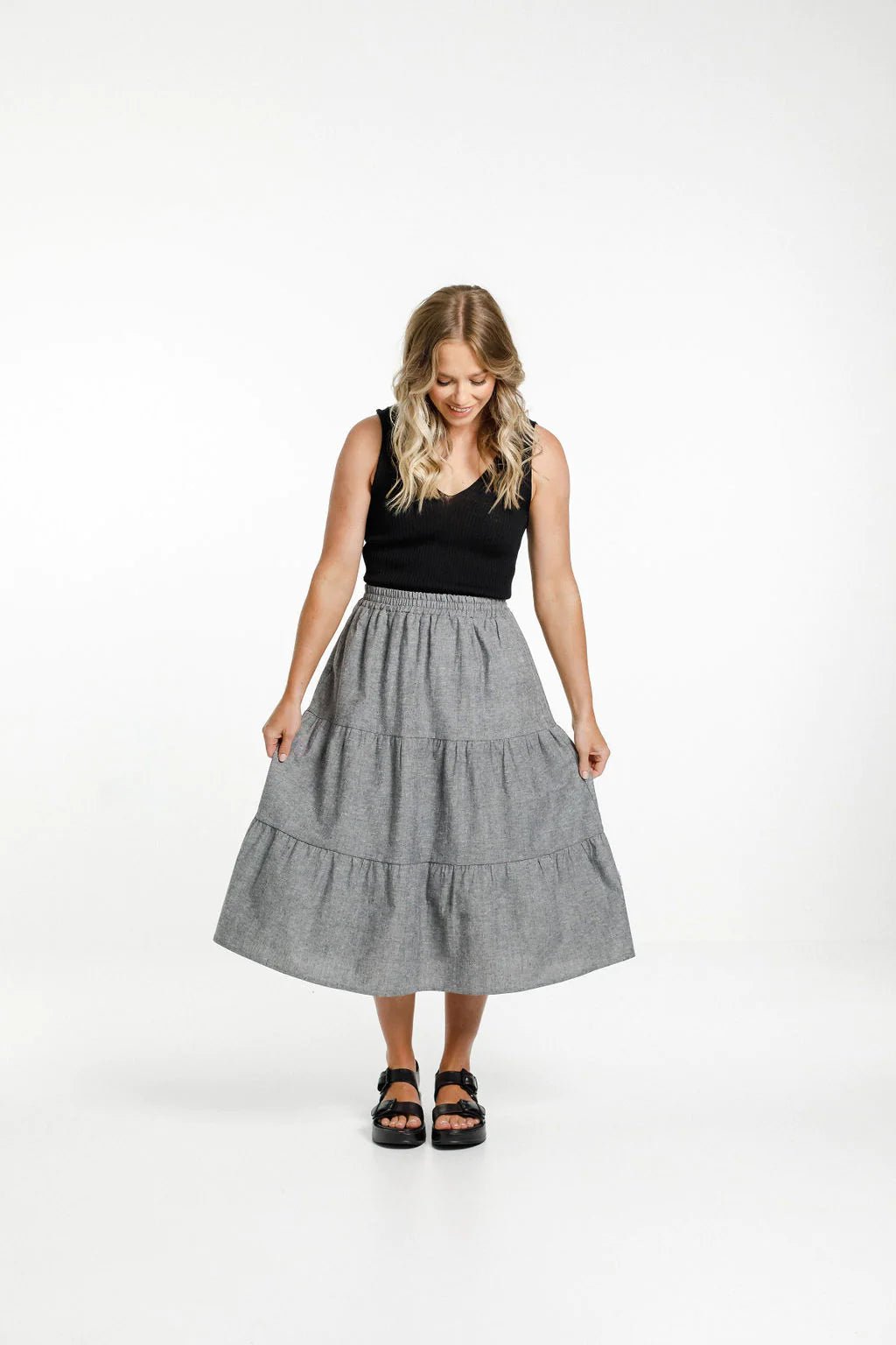 HOME LEE_LEXI SKIRT CHARCOAL _ LEXI SKIRT CHARCOAL _ Ebony Boutique NZ