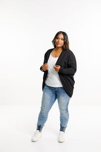 HOME LEE_LONG BATWING CARDI BLACK _ LONG BATWING CARDI BLACK _ Ebony Boutique NZ