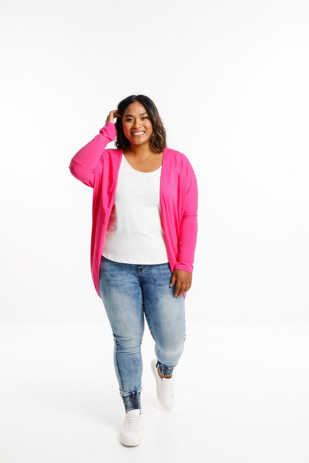 HOME LEE_LONG BATWING CARDI PINK _ LONG BATWING CARDI PINK _ Ebony Boutique NZ