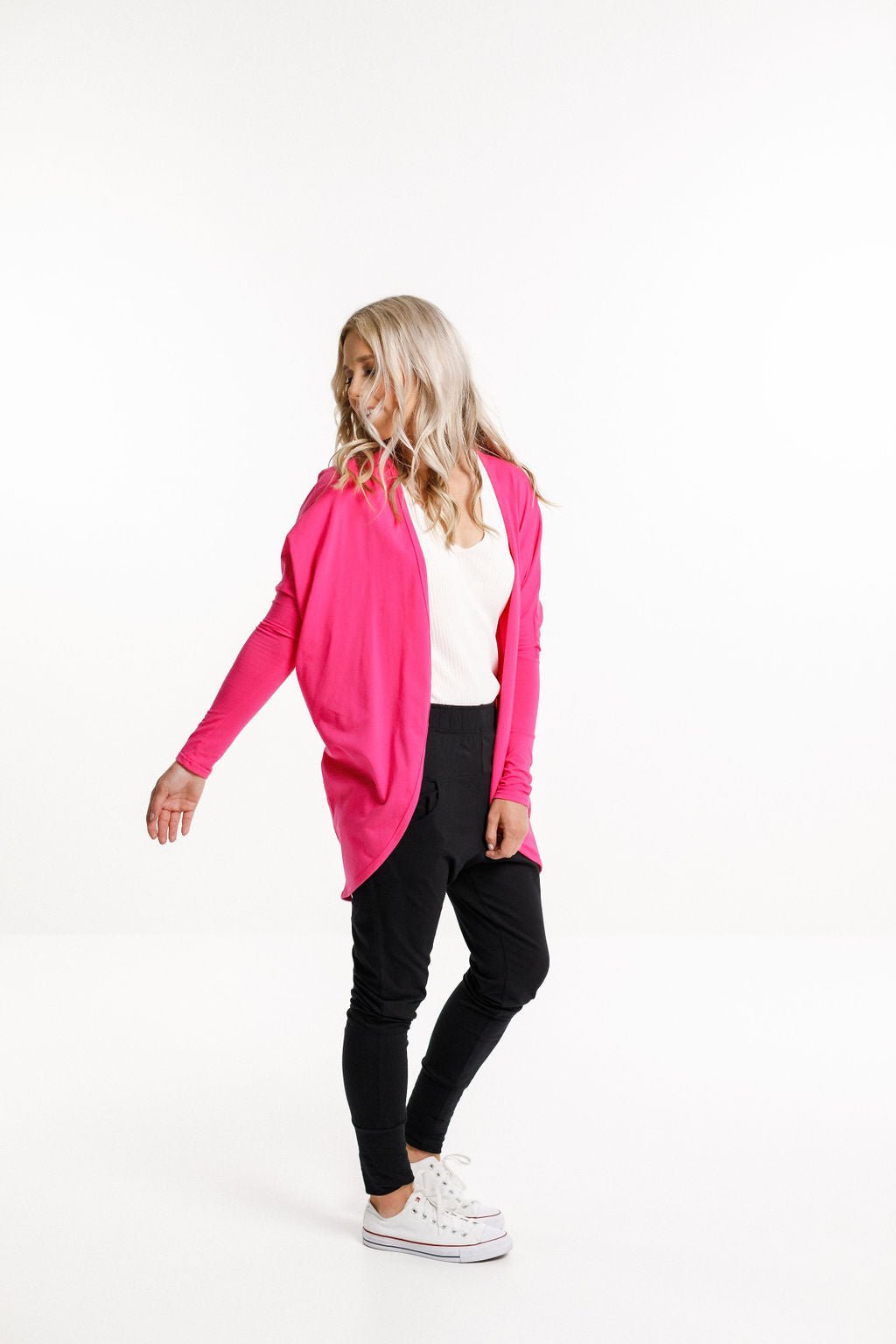 HOME LEE_LONG BATWING CARDI PINK _ LONG BATWING CARDI PINK _ Ebony Boutique NZ